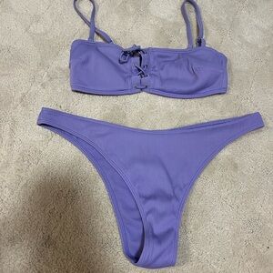 Abercrombie & Fitch Purple Ribbed Bikini Set Medium Top XL Cheeky Bottom